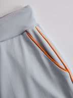 Fashionable Sporty Gray-blue Long-sleeved Half-zip Top And Trousers Set