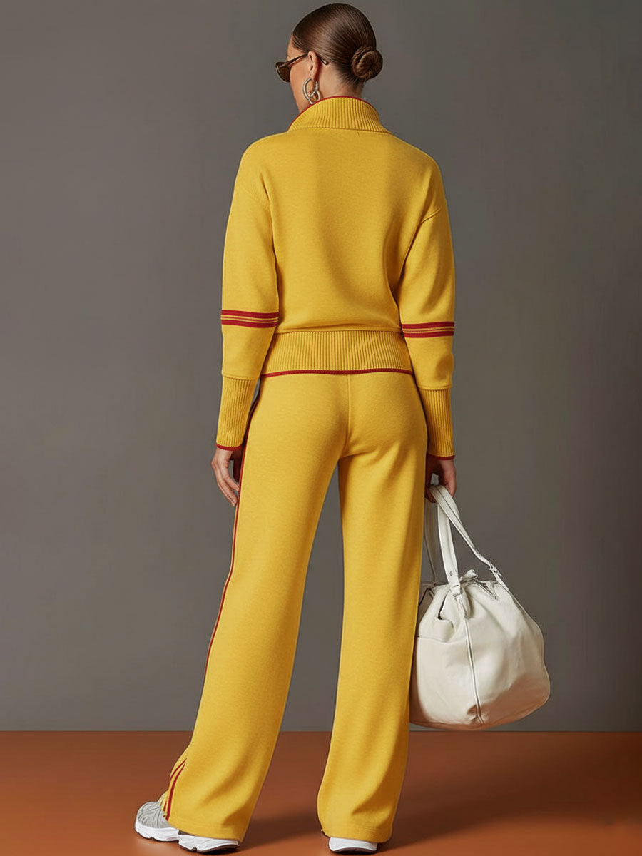 Ensemble Sport Chic Rétro – Demi-Zip & Pantalon