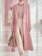 Elegant Classic Lapel Single-breasted Long Tweed Coat